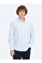 Blue Striped Regular Fit Long Sport Cotton Blend Shirt