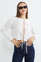 Front Tie Baby Collar Crop Blouse - 7