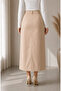 Pocket Detailed Belted Buckle Gabardine Skirt Almond - 5