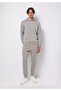 Slim Fit Mid Waist Plain Men's Gray Sweatpants - 3