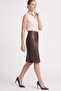 Brown Mita Midi Genuine Leather Women's Skirt - 3