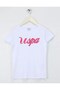 U.S. Polo Assn Girls' Short Sleeve Uspa Text Detailed T-Shirt 3-14 Years White