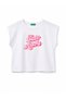 Girl's Sequin Print Detailed Crew Neck T-Shirt White -Pink 6-14 Years