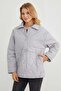 Water Wave Patterned Quilted Oversized Buttoned Coat - 5