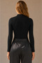 100% Cotton Women's Black Ribbed Blouse with Window Detail 1449 - 3