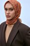 Soft Cotton Scarf Orange Tile Geometric Patterned Light Textured 90X90 - 6