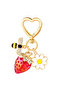 1pcs Golden 1pcs cute strawberry,daisy,bee,heart-shaped metal keychain,perfect for bag accessory,key - 8