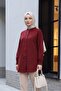 Draped Cuff Oval Cut Shirt - Burgundy