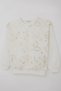Girl's Sweathirt with Sequin Butterfly Embroidery t Tulle with Floral Detail, 8-12 Years, Ecru - 5