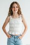 Girl's T-Shirt with Straps and Rubber Detail, Ages 6-12, Ecru