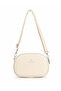 Women's Faux Leather Adjustable Cross Strap 2-Compartment Shoulder Bag Cream