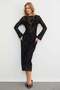 Elastic Waist Floral Embossed Lined Tulle Skirt - 6