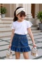 Girl's Tulle Sleeves Combed Cotton Top and Denim Skirt Set - Age 3/12 - 31734 - 8