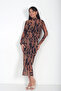 Leopard Patterned Gathered Front Lined Tulle Dress - 2