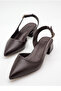 Women's Bitter Brown Pointed Toe Wide Buckle Asymmetrical Strap Low Heel Casual Shoes - 3
