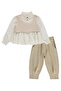 Girl's Sweater, Shirt, Pants with Elastic Cuffs, 2-5 Years Old Set - Beige - 3