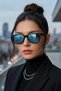 Women's Uv400 Mirror Glass Wayfare Black Sunglasses 23045-2 C2Ayn - 4
