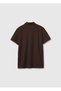 Men's Dark Brown Regular Fit Short Sleeve Polo T-Shirt - 2
