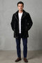 Black Richard Lined Wool Men's Genuine Leather Coat - 3