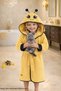 Hooded Children's Bathrobe 100% Cotton Girl's Bathrobe Animal Bee-yellow Black