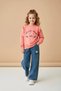 My Little One's Cicileri Floral Embroidered Sweat & Denim Pants 2-Piece Girl's Set - Pink - 2