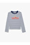 Long Sleeve Crew Neck Striped Teddy Bear Printed T-Shirt - 3