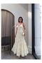 Strappy Floral Embossed Long Dress