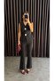 Women's Gold Buttoned Vest Pants Suit