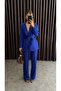 Blue Belted Jacket and Trousers Set Modest Workwear