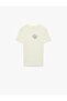 Cotton Floral Embroidery Detailed Short Sleeve Crew Neck T-Shirt
