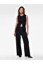 Buttoned Crew Neck Glittery Sleeveless Knitwear Blouse with Slit Detail