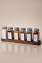 Set of 6 Glass Spice Jars with Long Wooden Stand |   120 ml |   Silver Cover White Label |   Minimal Design - 2