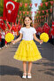 Girl's Yellow Layered Tulle Skirt with Bow Detail – Ages 5-13 - 2