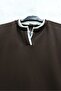 V-Neck Double Layer 2-Thread Combed Cotton Blouse - Brown - 3