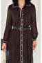 Maxi Boy Pleated Belt Detailed Woven Dress - 8