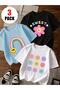 Girl's 3-Pack Goodmood-Sweet-Colorful Daisies Printed Combed Cotton T-Shirt (Baby Blue-Black-White)