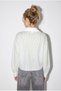 Women's White Green Striped Oversize Shirt with Tie Detail 2219 60286205 - 4