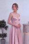 Women's Satin Dress Midi Length with Buttons on the Back, Open Back, Graduation, Navy Blue, Red, Pink, Emerald Green - 2