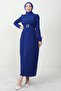 Feather Detail Hijab Dress Night Blue - 4