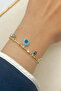 Gold Color Women's Bracelet with Blue Stone Evil Eye Charm - Adjustable - 2