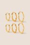 Gold Color Steel 10-12-14 mm 6-Piece Hoop Earrings 2 mm