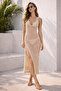 Women's Cotton Openwork Strap Slit Long Beach Dress Summer Stylish Dress
