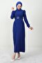 Feather Detail Hijab Dress Night Blue - 3