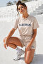 Women's Cotton Sporty&Rich Marathon Short Sleeve Oversize T-Shirt and Shorts Bottom Top Set Two-Piece Set