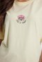 Women's Oversize Wide Cut 100% Cotton Crew Neck Short Sleeve Printed Yellow T-Shirt Blouse - 5