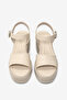 Women's Beige High Heeled Comfortable Single Strap Buckle Shoes - 2