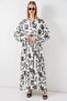 Women's Patterned Long Hijab Dress 2585 - V. Anthracite - 4