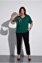 Women's Plus Size Short Sleeve V-Neck Stone Printed Viscose Blouse 2041-26