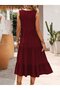Women's V-Neck Button Detailed Strappy Midi Wrap Dress - 3