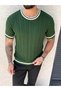 Embroidered Color Detail Knitwear Tshirt Green